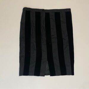 1980s Roccobarocco striped black skirt knee length
